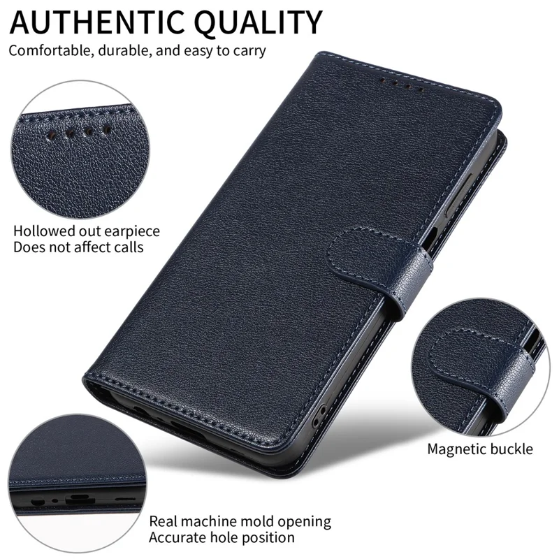 For Samsung Galaxy A15 5G Leather Case Litchi Texture RFID Blocking Wallet Stand Phone Cover - Blue
