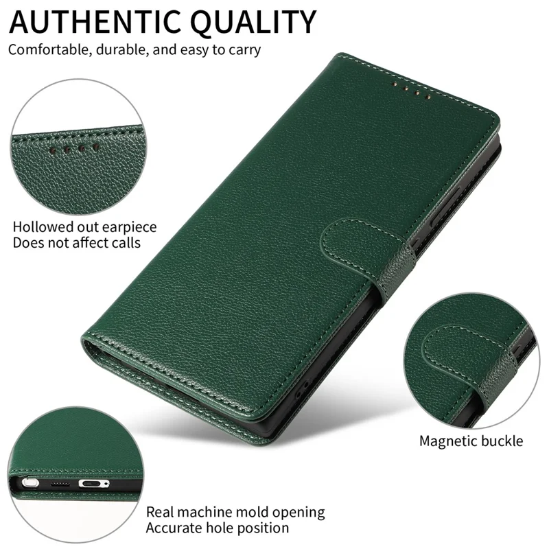 For Samsung Galaxy S24 Ultra Leather Case Litchi Texture RFID Blocking Wallet Stand Phone Cover - Green