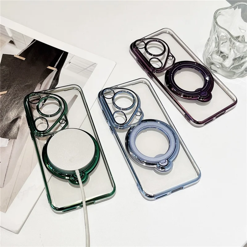 For Huawei Pura 70 Ultra Case Kickstand PC+TPU Magnetic Phone Cover - Purple