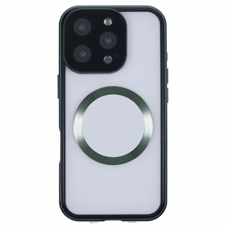 Coque pour iPhone 16 Pro Max, verre trempé double face, compatible avec MagSafe, protection complète - Vert