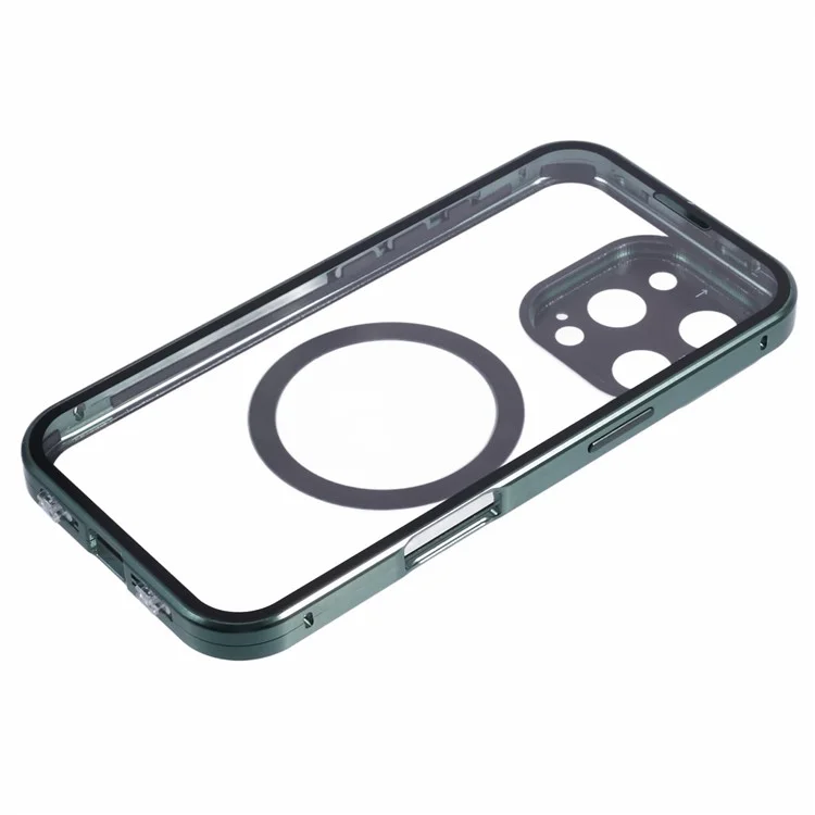 Coque pour iPhone 16 Pro Max, verre trempé double face, compatible avec MagSafe, protection complète - Vert