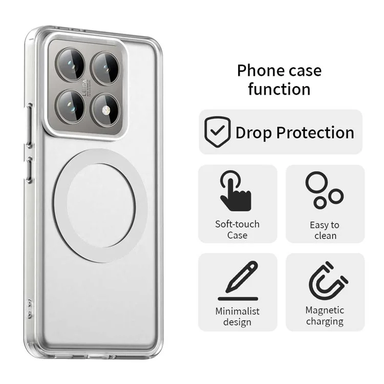 Конфетная серия для чехла Xiaomi 14T, совместимая с MagSafe, чехол для телефона из ПК + ТПУ + ПЭТ со стойкостью к падению - белый