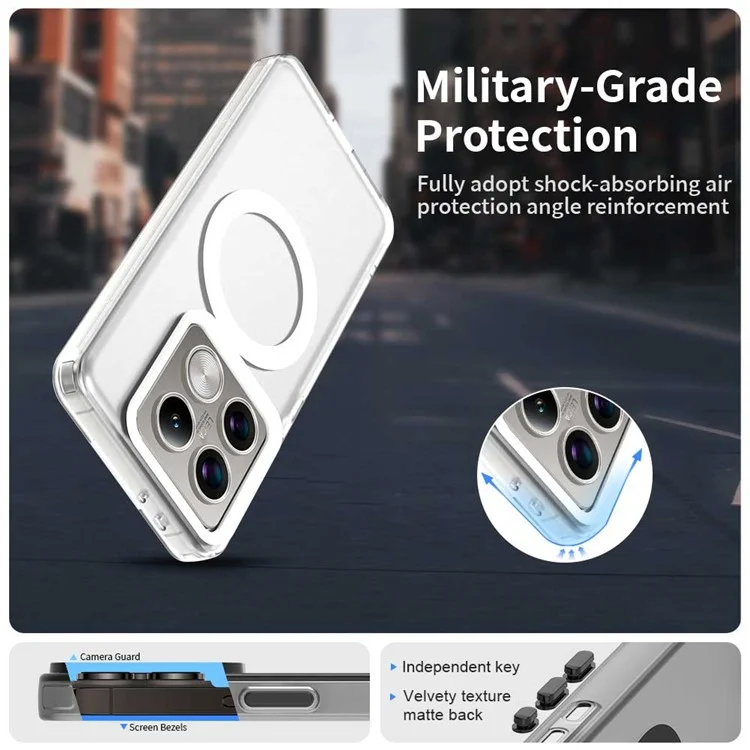 Чехол для Xiaomi 14T Pro из серии Candy, совместимый с MagSafe, из ПК+ТПУ+ПЭТ, противоударный - Белый