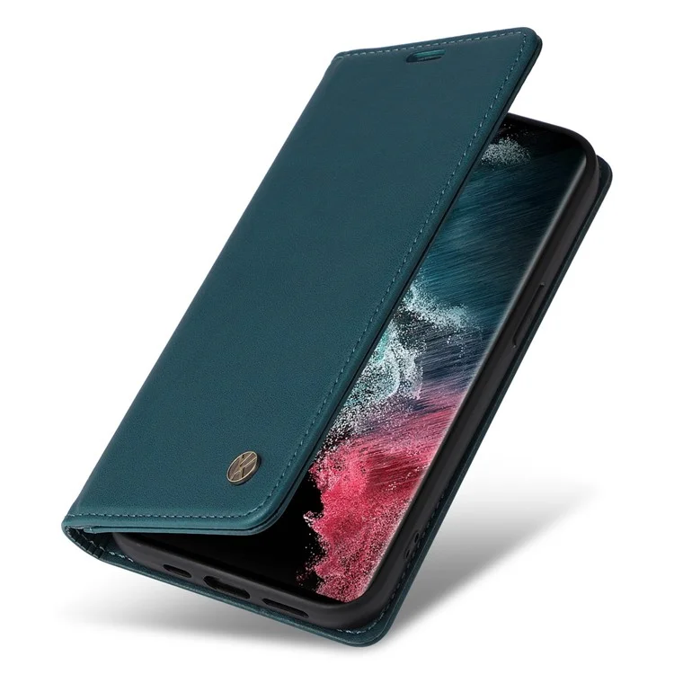 YIKATU YK- 001 for Samsung Galaxy S22 Ultra 5G PU Leather Cover Stand Hidden Magnetic Adsorption Shockproof Flip Wallet Case - Green