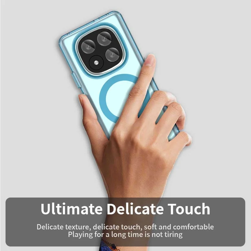Candy Series For Xiaomi Redmi Note 14 Pro+ 5G Case Compatible with MagSafe PC+TPU+PET Anti-Drop Phone Cover - Blue