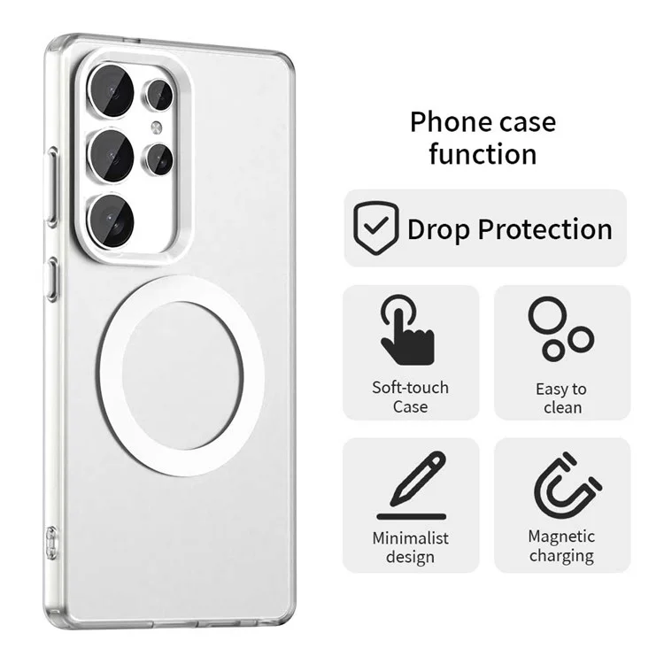 Чехол Candy Series для Samsung Galaxy S25 Ultra, совместимый с MagSafe, из ПК+ТПУ+ПЭТ, противоударный, белый