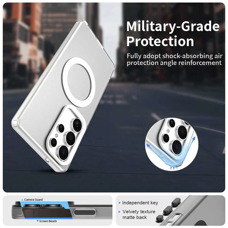 Чехол Candy Series для Samsung Galaxy S25 Ultra, совместимый с MagSafe, из ПК+ТПУ+ПЭТ, противоударный, белый