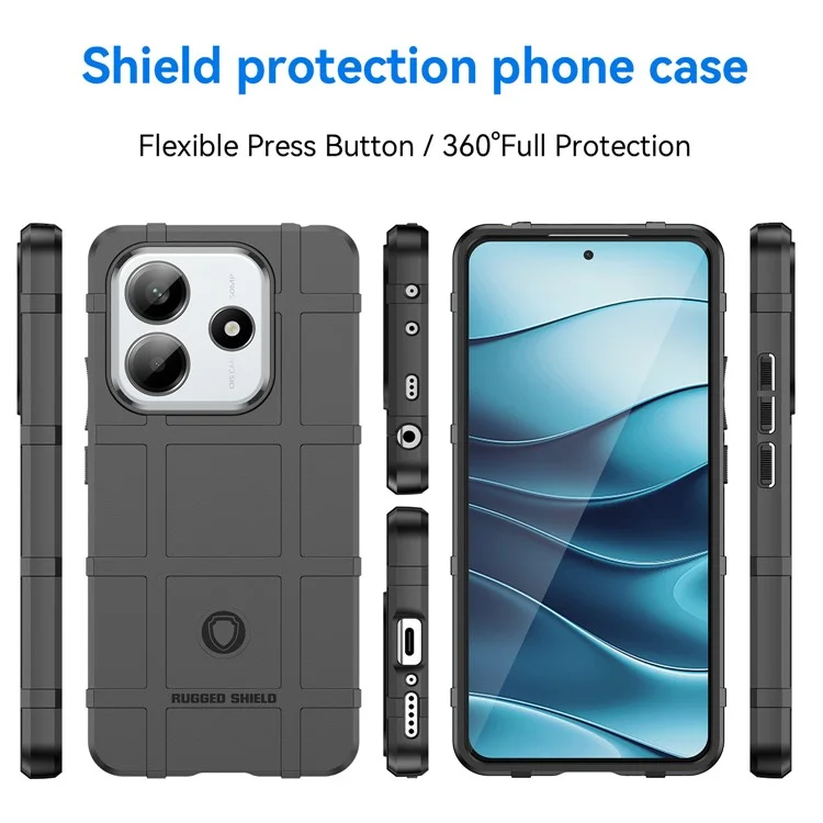 Für Xiaomi Redmi Note 14 5G Hülle Gitterdesign Weiche TPU Kratzsichere Handyhülle - Schwarz