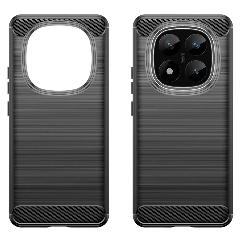 For Xiaomi Redmi Note 14 Pro+ 5G Case Carbon Fiber Texture TPU Brushed Phone Cover - Black
