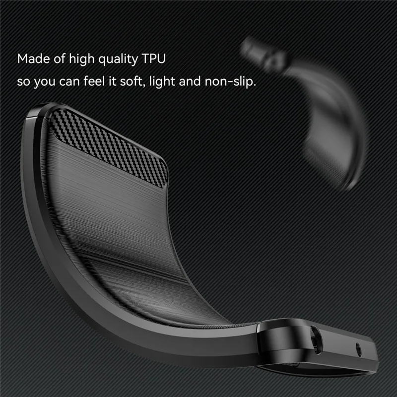 For Xiaomi Redmi Note 14 Pro+ 5G Case Carbon Fiber Texture TPU Brushed Phone Cover - Black