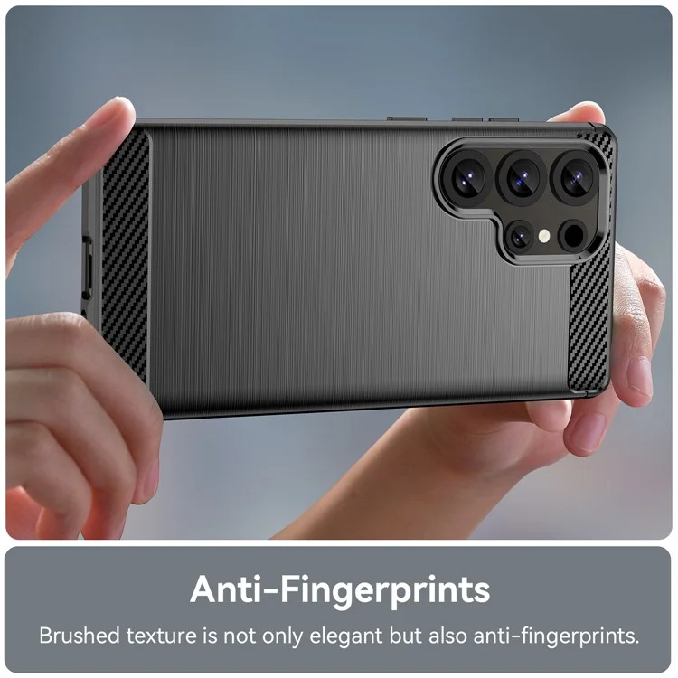 Para Samsung Galaxy S25 Ultra Case Carbon Fiber Texture TPU Brushed Phone Cover - Negro