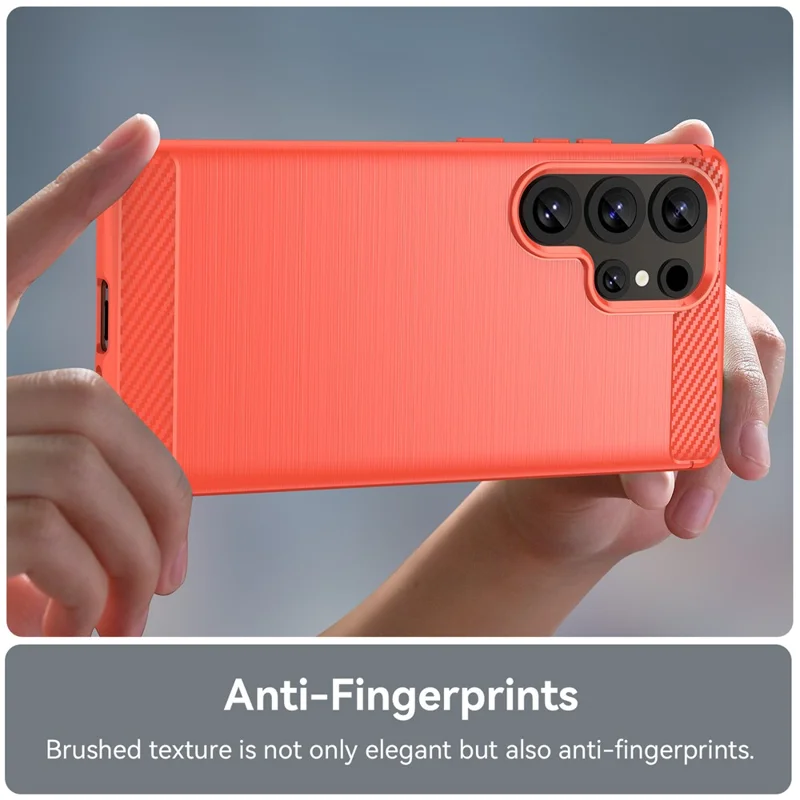 For Samsung Galaxy S25 Ultra Case Carbon Fiber Texture TPU Brushed Phone Cover - Red