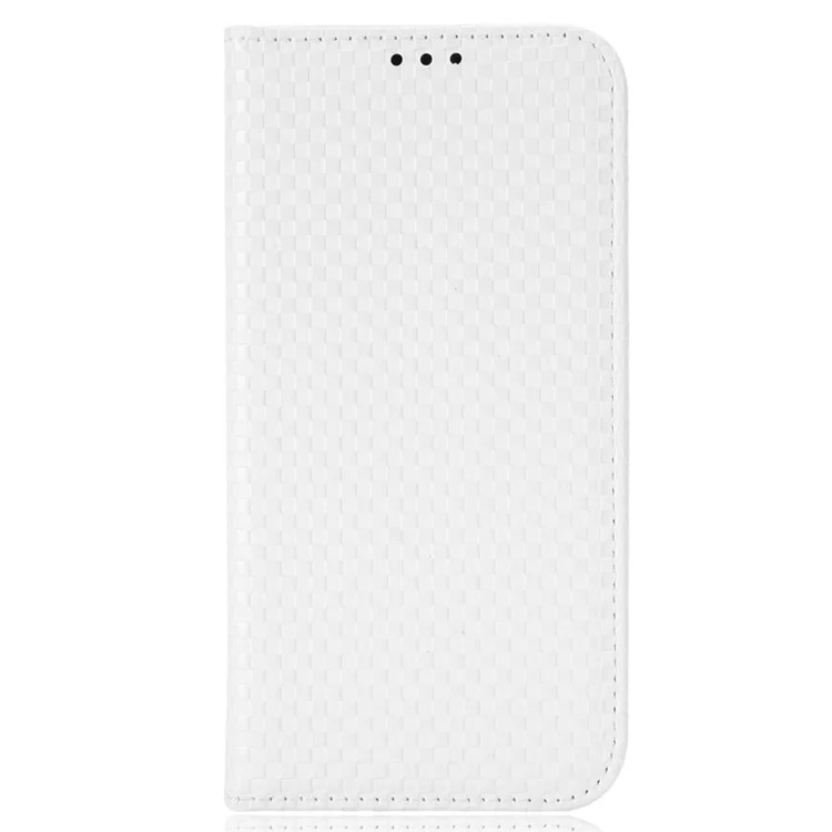 Per Iphone 13 Mini Mini 5,4 Pollici Texture Grid Magnetic Auto-absorzed Telefono Copertina Full Protection Leather Teleful Walet - Bianca
