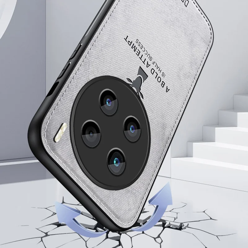 Capa para vivo X200 Pro 5G com padrão de veado, textura de tecido e couro PU híbrido - Preta