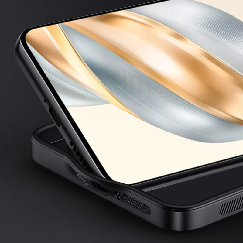 For Honor X60 5G Case Wood Texture PU Leather Coated PC+TPU Phone Cover - Black