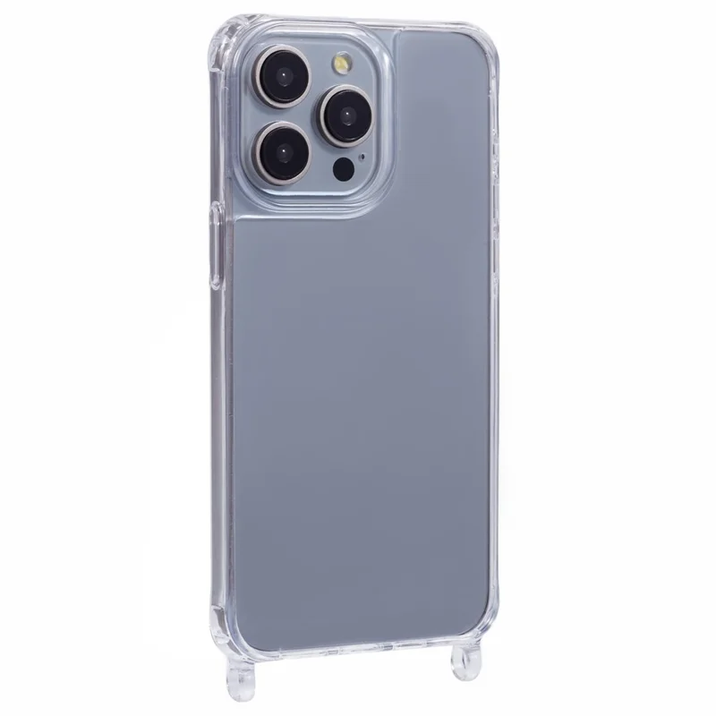 Voor iPhone 15 Pro hoesje PC+TPU 1,5 mm transparant telefoonhoesje met lanyardgaten