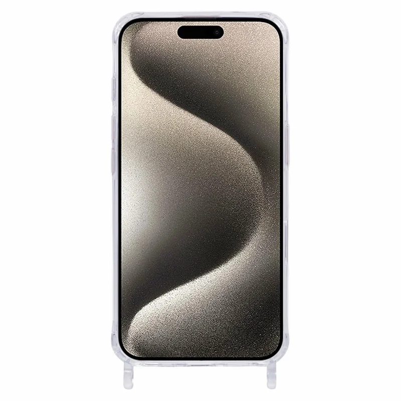 Voor iPhone 15 Pro hoesje PC+TPU 1,5 mm transparant telefoonhoesje met lanyardgaten