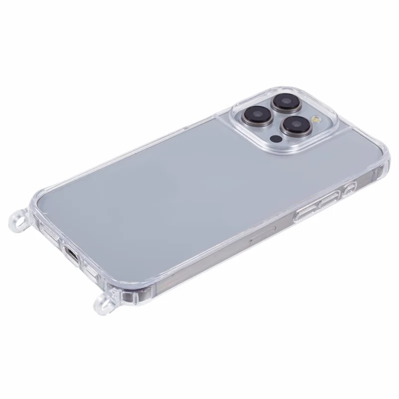 Voor iPhone 15 Pro hoesje PC+TPU 1,5 mm transparant telefoonhoesje met lanyardgaten
