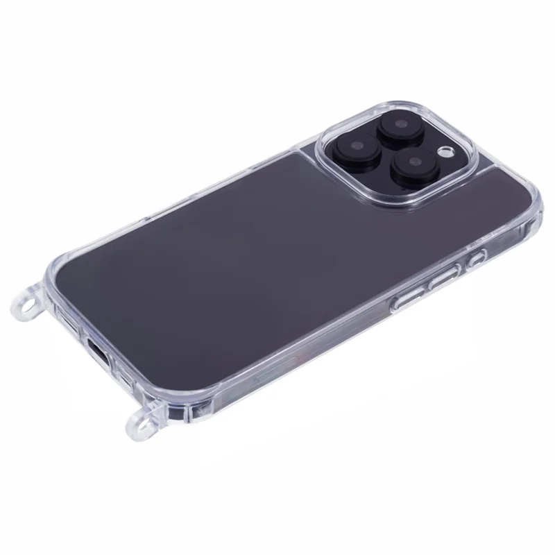 Voor iPhone 16 Pro hoesje PC+TPU 1,5 mm transparant telefoonhoesje met lanyardgaten
