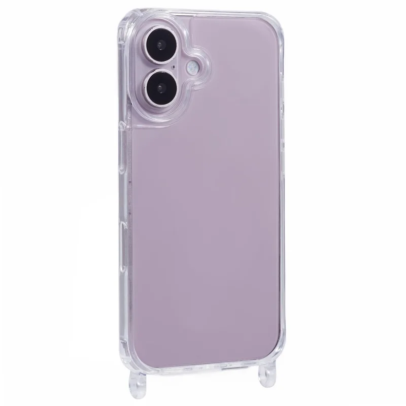 For iPhone 16 Plus Case PC+TPU 1,5 mm Transparante Hoesje met Lanyardgaten