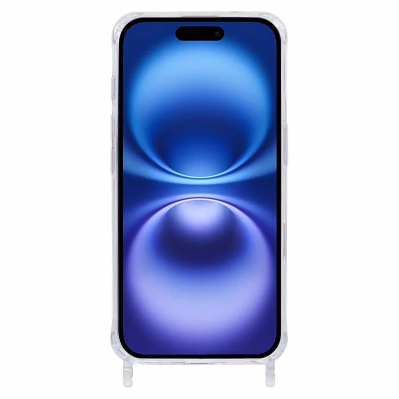 For iPhone 16 Plus Case PC+TPU 1,5 mm Transparante Hoesje met Lanyardgaten