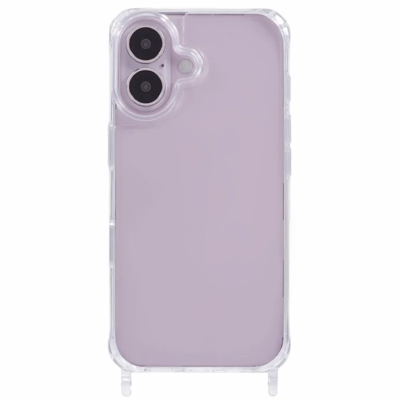 For iPhone 16 Plus Case PC+TPU 1,5 mm Transparante Hoesje met Lanyardgaten
