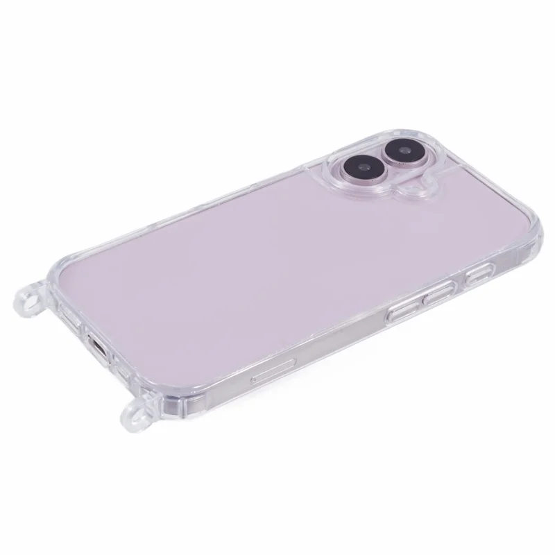For iPhone 16 Plus Case PC+TPU 1,5 mm Transparante Hoesje met Lanyardgaten