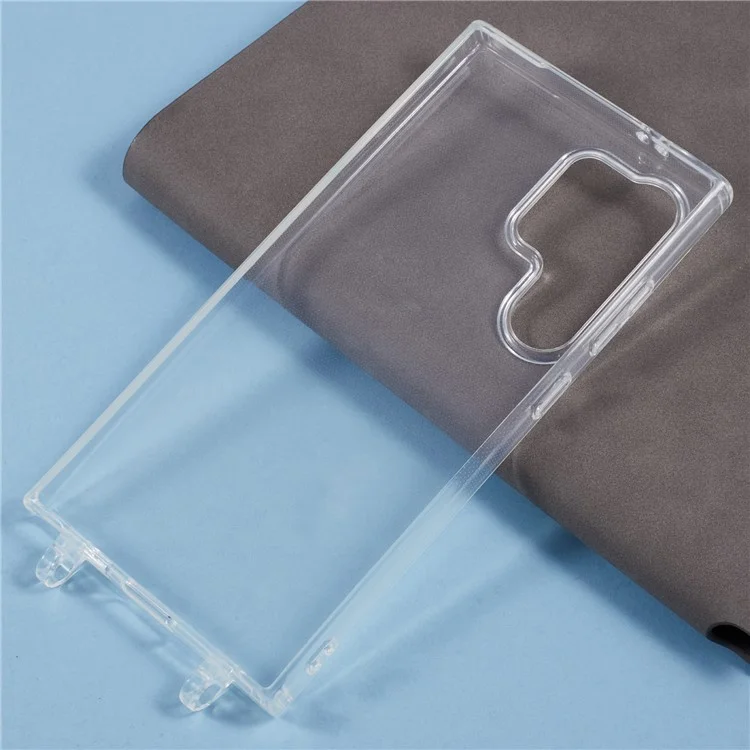 For Samsung Galaxy S24 Ultra Case TPU 1.8mm Clear Phone Cover with Lanyard Holes
