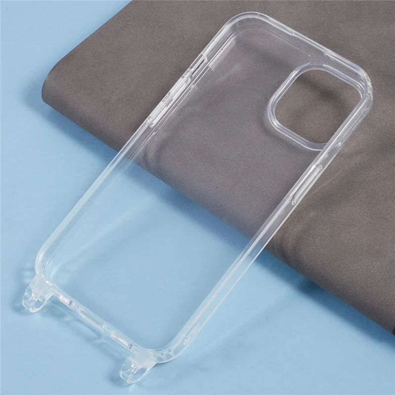 For iPhone 15 Case TPU 1.8mm Clear Phone Cover with Lanyard Holes