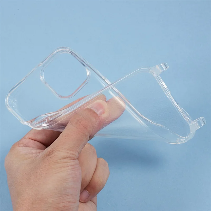 For iPhone 15 Case TPU 1.8mm Clear Phone Cover with Lanyard Holes