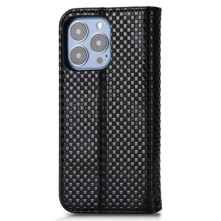 Для Iphone 13 Pro Max 6,7 Дюйма PU Кожаный Телефон Flip Wallet Case Fucture Texture Магнитная Автоматическая Поглощенная Крышка Телефона Защитная Оболочка - Черный
