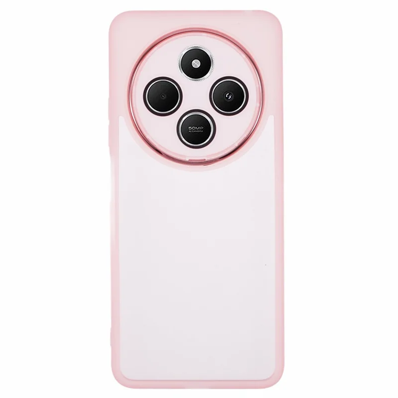 Custodia per Xiaomi Redmi 14C 4G / 14R 5G / Poco C75 4G con cornice della fotocamera elettroplaccata in TPU - Rosa trasparente