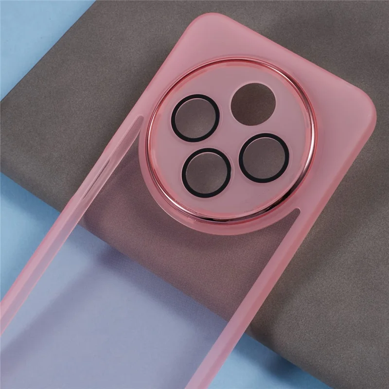 Custodia per Xiaomi Redmi 14C 4G / 14R 5G / Poco C75 4G con cornice della fotocamera elettroplaccata in TPU - Rosa trasparente