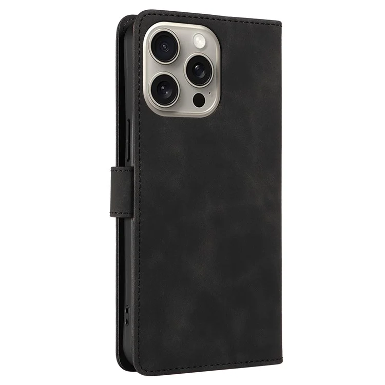 For iPhone 13 Pro Max Case RFID Blocking Wallet Stand Leather Flip Phone Cover with Slim Strap - Black
