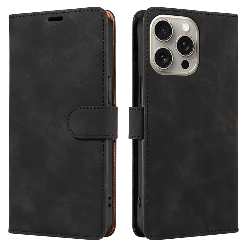 For iPhone 14 Pro Max Case RFID Blocking Wallet Stand Leather Flip Phone Cover with Slim Strap - Black