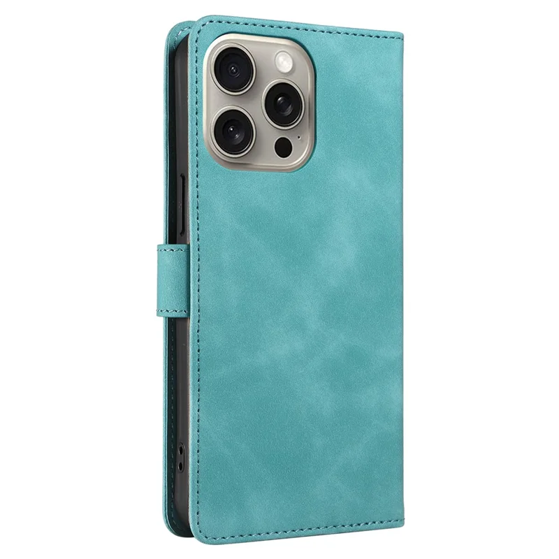 For iPhone 14 Pro Max Case RFID Blocking Wallet Stand Leather Flip Phone Cover with Slim Strap - Green