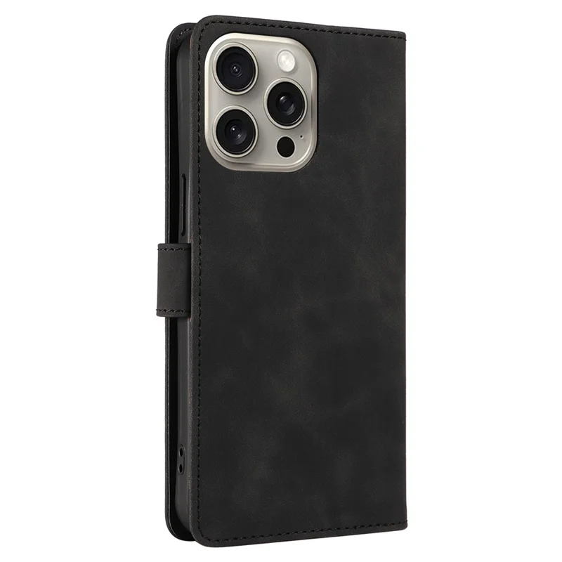 For iPhone 14 Pro Case RFID Blocking Wallet Stand Leather Flip Phone Cover with Slim Strap - Black
