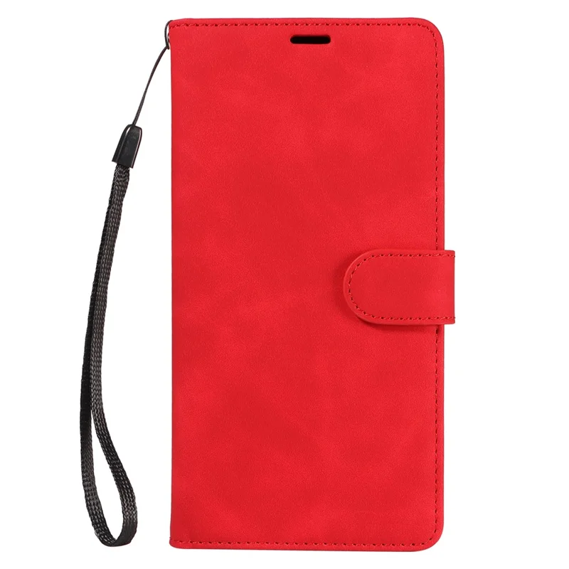 Til iPhone 16 Pro Case RFID-blokerende wallet ståleder flip telefonbeskyttelse med tynd stropløsning - Rød