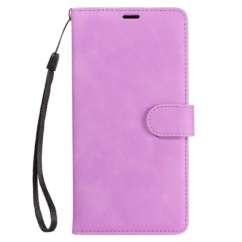 For iPhone 15 Pro Case RFID Blocking Wallet Stand Leather Flip Phone Cover with Slim Strap - Purple