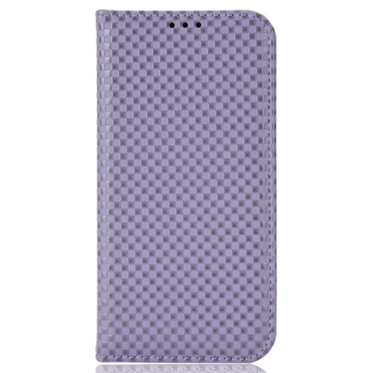 Para Asus ROG Phone 3 Strix / ROG Phone 3 ZS661KS Cubierta de teléfono con textura de rejilla PU Leather Magnetic Auto-absorbida con soporte para billetera - Light Purple