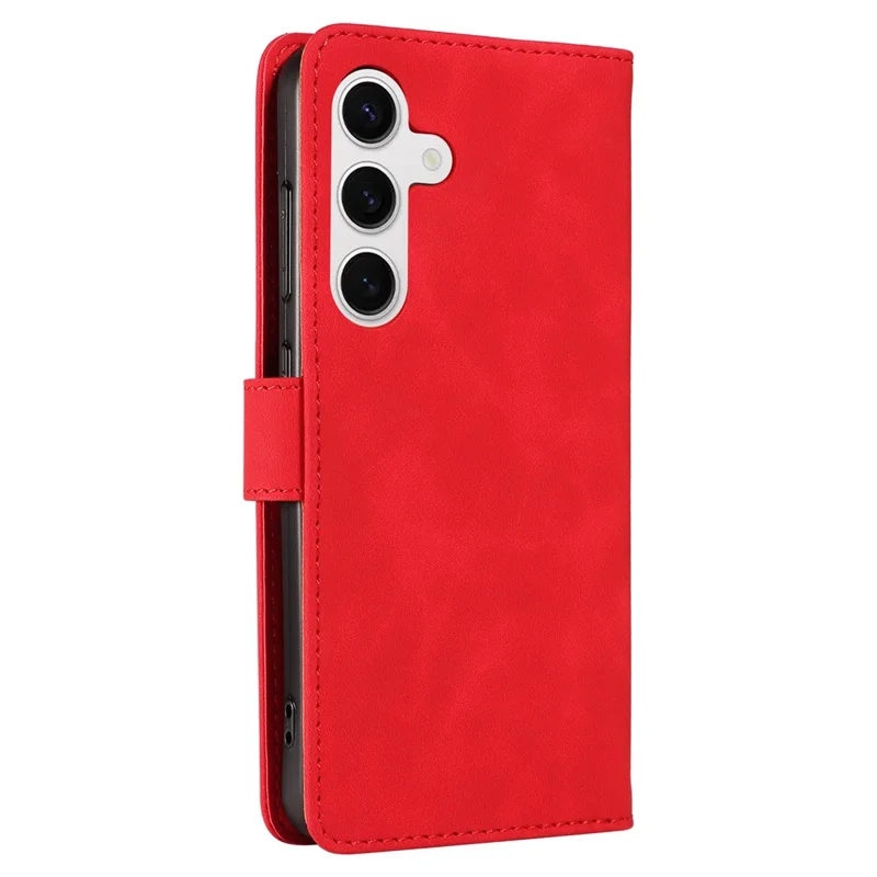 For Samsung Galaxy S24+ Case RFID Blocking Wallet Stand Leather Flip Phone Cover with Slim Strap - Red
