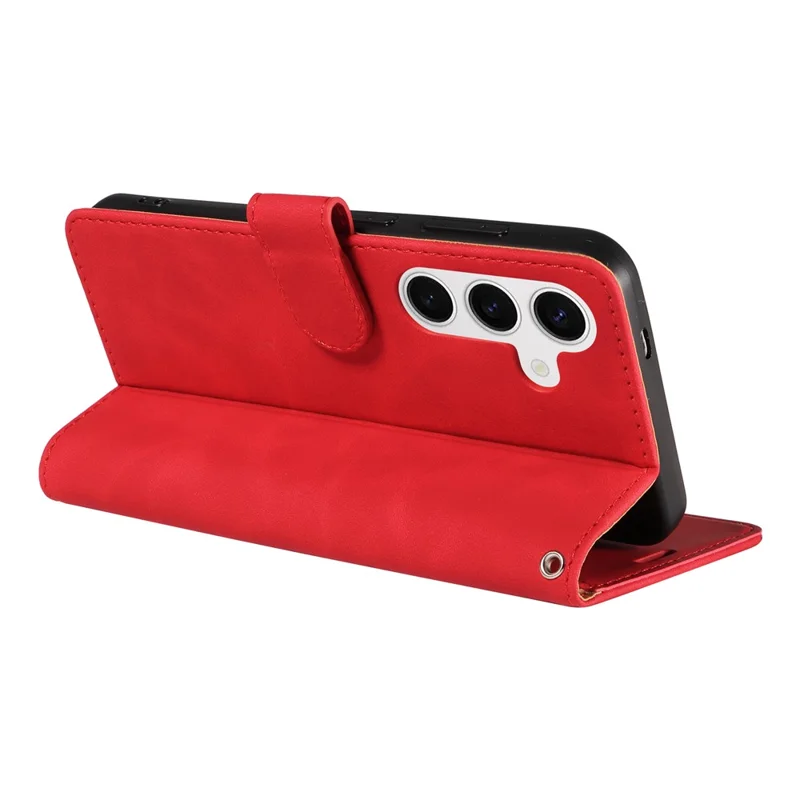 For Samsung Galaxy S24+ Case RFID Blocking Wallet Stand Leather Flip Phone Cover with Slim Strap - Red