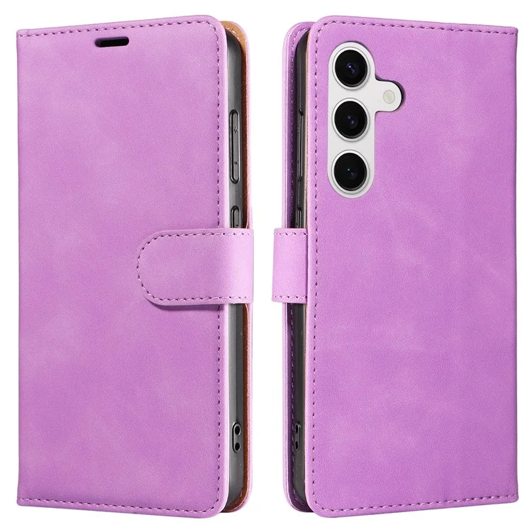 Für Samsung Galaxy S24 FE Hülle RFID-blockierendes Wallet-Stand-Leder-Flip-Handyhülle mit schmalem Riemen - Lila