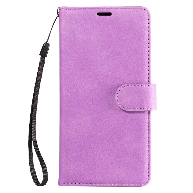Für Samsung Galaxy S24 FE Hülle RFID-blockierendes Wallet-Stand-Leder-Flip-Handyhülle mit schmalem Riemen - Lila
