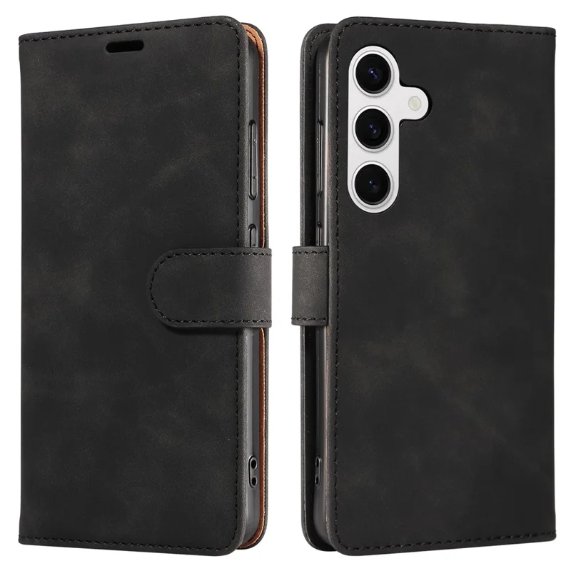For Samsung Galaxy S23 FE Case RFID Blocking Wallet Stand Leather Flip Phone Cover with Slim Strap - Black