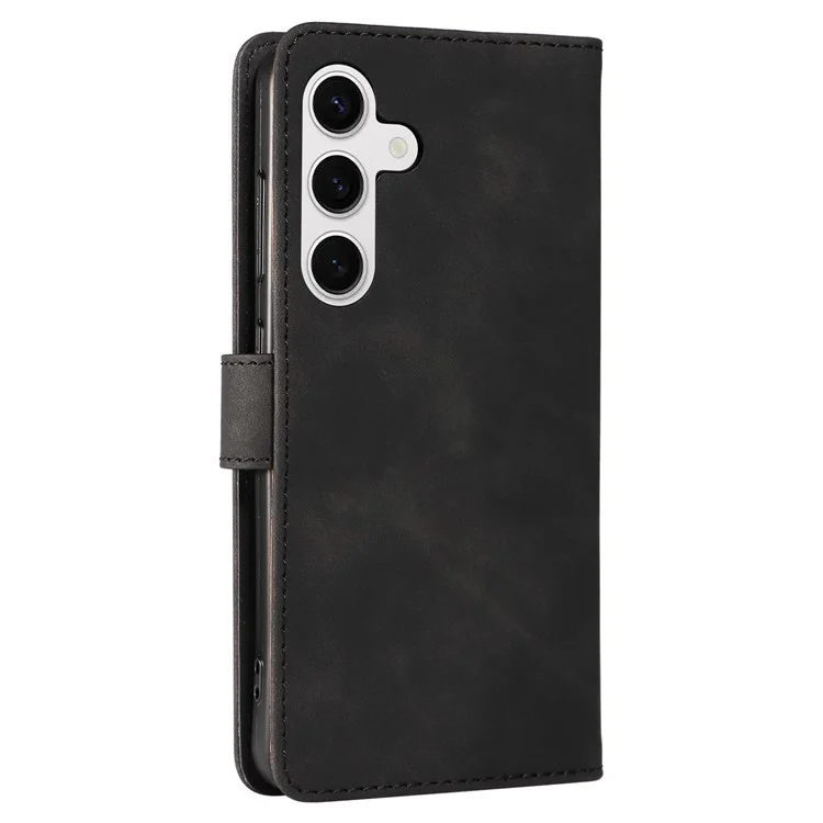 For Samsung Galaxy S23 FE Case RFID Blocking Wallet Stand Leather Flip Phone Cover with Slim Strap - Black