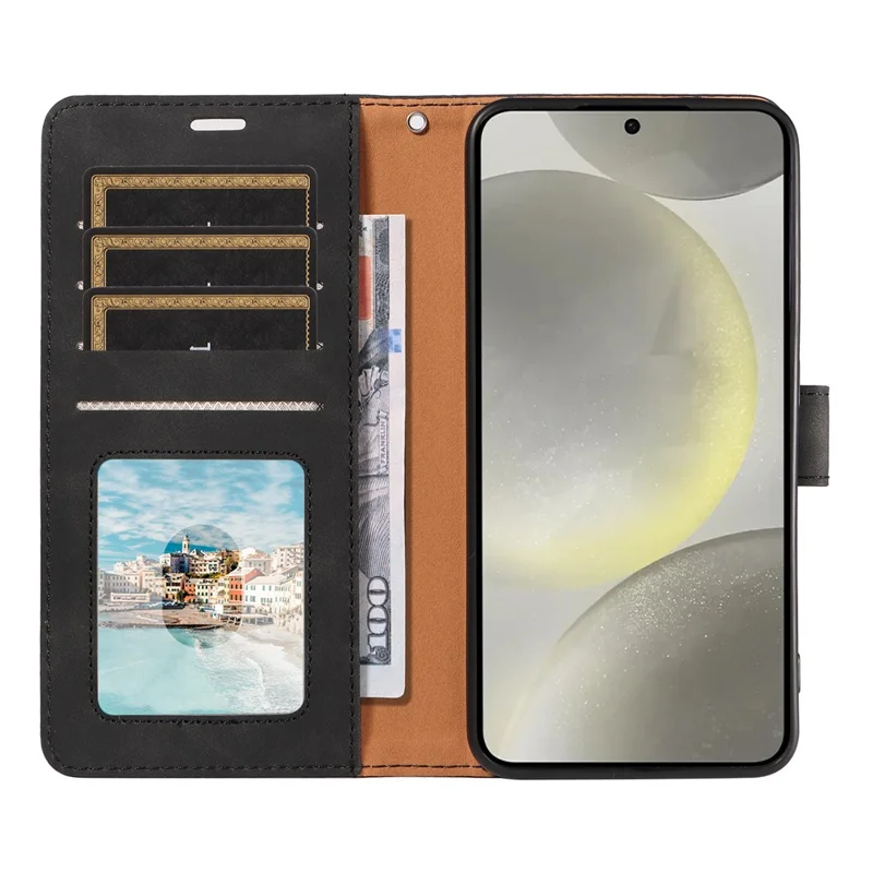 For Samsung Galaxy S23 FE Case RFID Blocking Wallet Stand Leather Flip Phone Cover with Slim Strap - Black