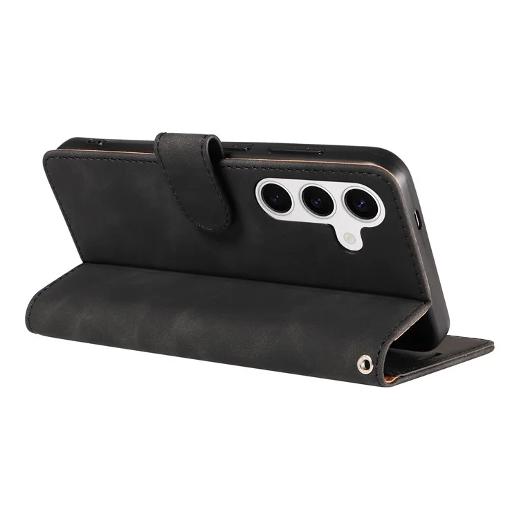 For Samsung Galaxy S23 FE Case RFID Blocking Wallet Stand Leather Flip Phone Cover with Slim Strap - Black