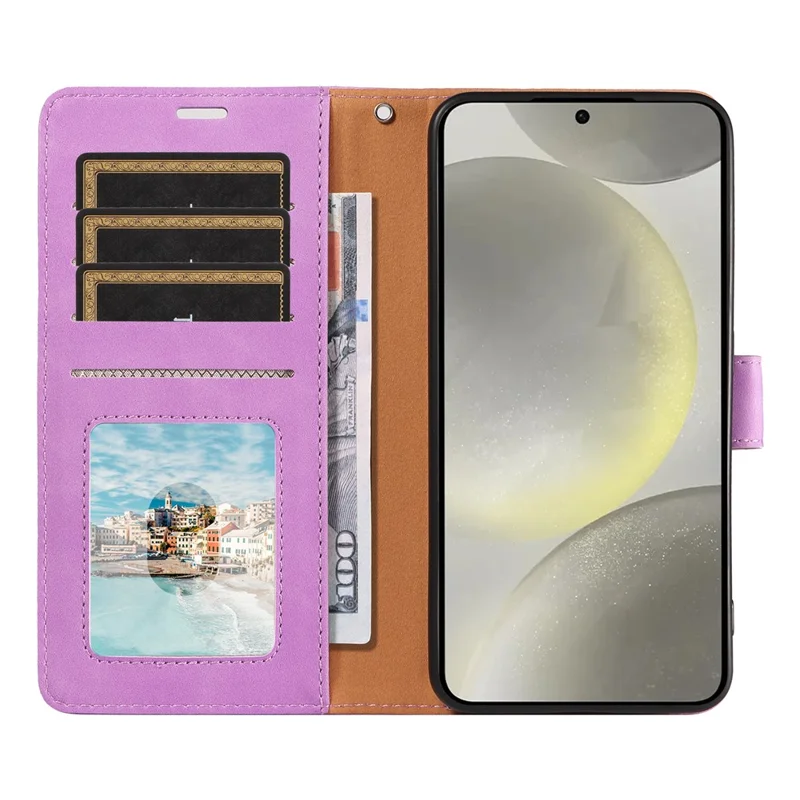 For Samsung Galaxy S23 FE Case RFID Blocking Wallet Stand Leather Flip Phone Cover with Slim Strap - Purple