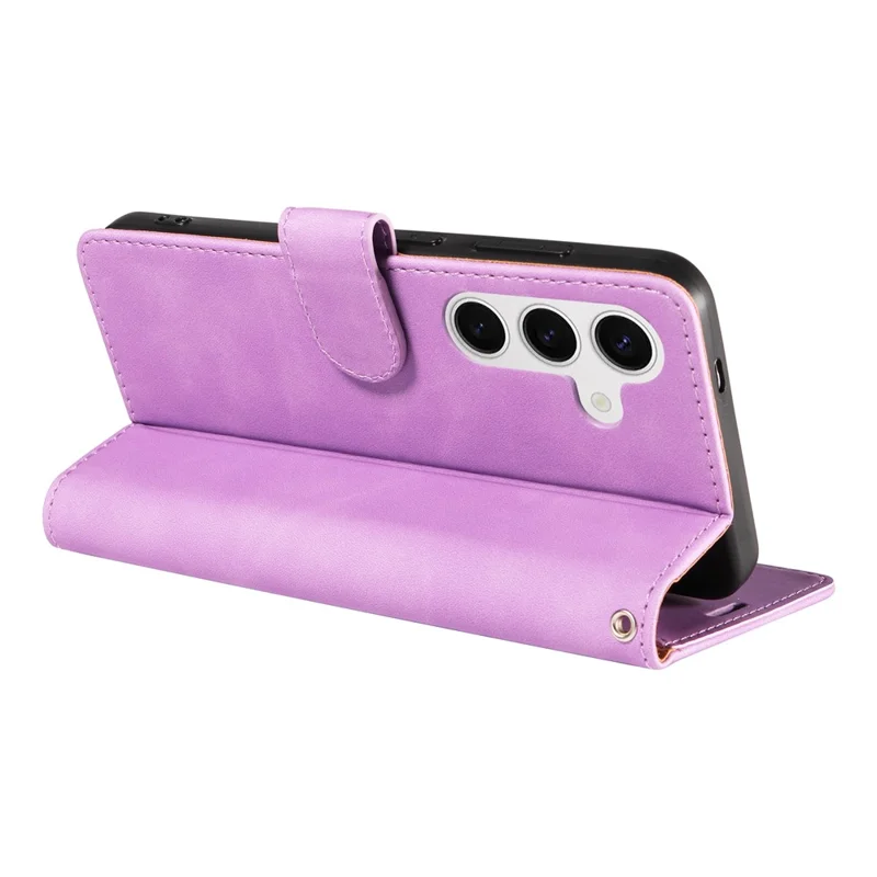 For Samsung Galaxy S23 FE Case RFID Blocking Wallet Stand Leather Flip Phone Cover with Slim Strap - Purple